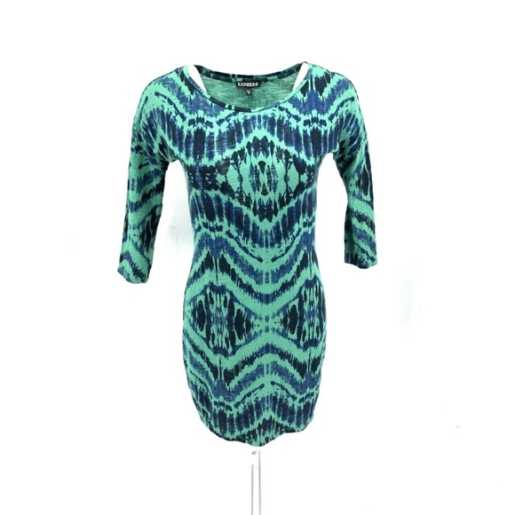 Express Dresses & Skirts - Express Abstract 3/4 Sleeve Fitted Dress Size XS